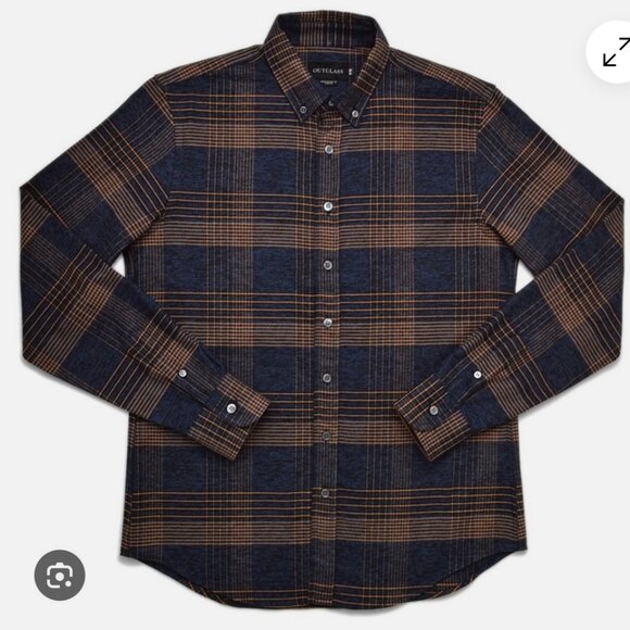 Outclass Glencheck Flannel Plaid Shirt Button Down Long Sleeve Casual Mens M - Picture 2 of 11